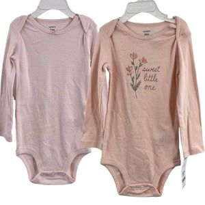 Carters Two Pack Long Sleeve Pink‎ Bodysuit 24 Month New